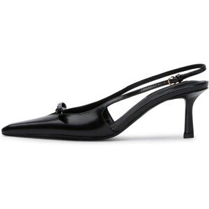 Caradise Women Black Bow Pointed Toe Kitten Pumps Sexy Backless Stiletto Heel